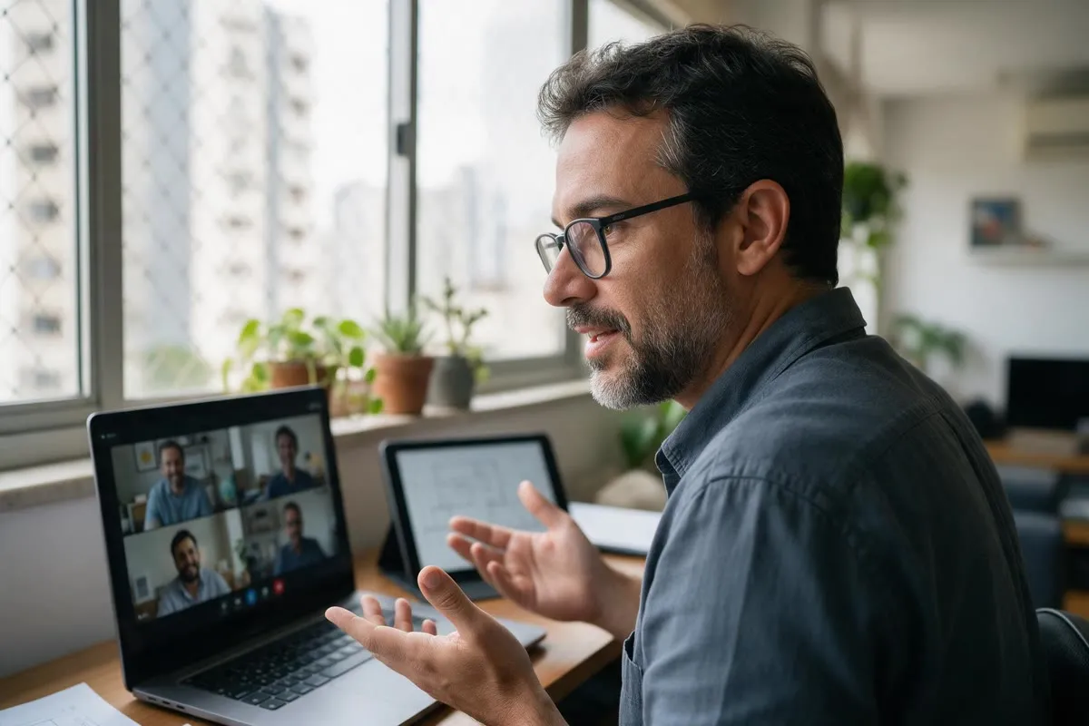Brazilian senior engineer on a remote architecture review from São Paulo.